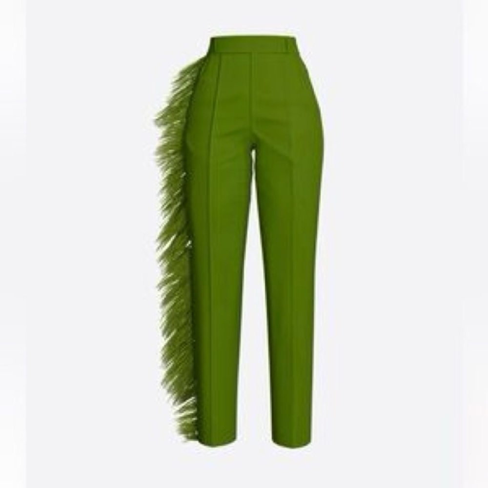 Hanifa Green Fringe Detail Trousers